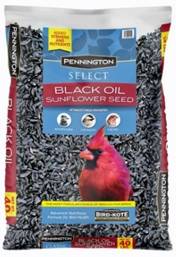 Bag of Pennington Select Black Oil Sunflower Seed with a cardinal image.
